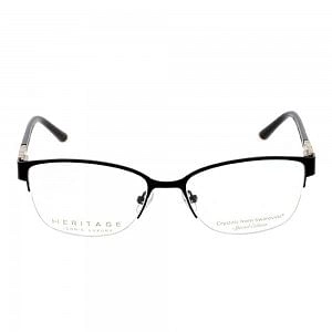 Half Rim Stainless Steel Almond Black Medium Heritage HECF17 Eyeglasses