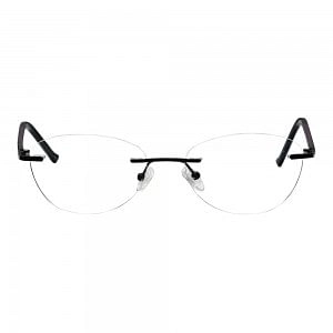 Rimless Metal Rectangle Black Medium Vision Express 49063 Eyeglasses