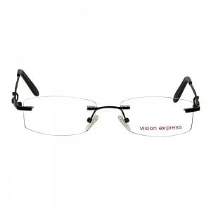 Rimless Metal Rectangle Black Medium Vision Express 49064 Eyeglasses