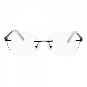 Rimless Metal Rectangle Blue Medium Vision Express 29445 Eyeglasses