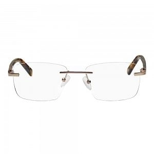 Rimless Metal Rectangle Gold Medium Vision Express 29477 Eyeglasses