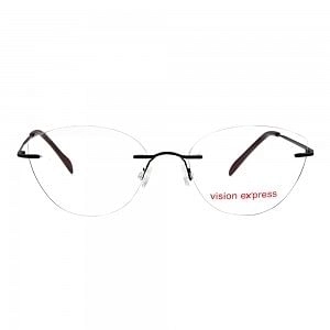 Rimless Metal Cat Eye Black Medium Vision Express 49084 Eyeglasses