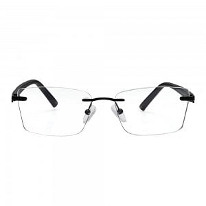 Rimless Metal Rectangle Black Medium Vision Express 29483 Eyeglasses