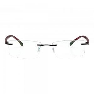 Rimless Metal Rectangle Black Medium Vision Express 29490 Eyeglasses