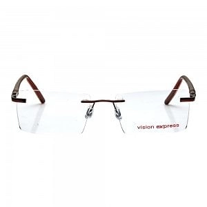 Rimless Metal Rectangle Brown Medium Vision Express 12074 Eyeglasses