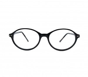Blue Shield (Zero Power) Kids Computer Glasses: Round Black Acetate Medium 61404AF