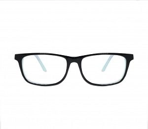Blue Shield (Zero Power) Kids Computer Glasses: Rectangle Black Acetate Medium 61407AF