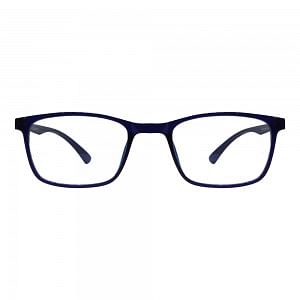 Blue Shield (Zero Power) Computer Glasses: Full Rim Rectangle Blue TR90 Unisex Medium 29552B