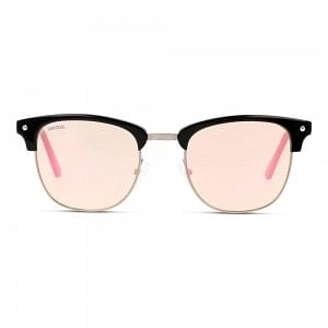 Rectangle Mirrored Lens Pink Black Acetate Full Rim Unisex Small Unofficial UNSU0006 Sunglasses