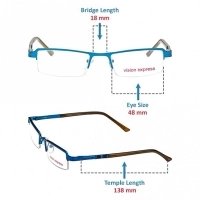 Half Rim Metal Rectangle Blue Medium Vision Express 28884 Eyeglasses