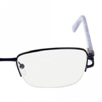 Blue Shield (Zero Power) Computer Glasses: Half Rim Rectangle Blue Metal Small DBAF19 