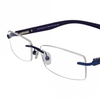 Rimless Brass Rectangle Blue Medium Vision Express 29346 Eyeglasses