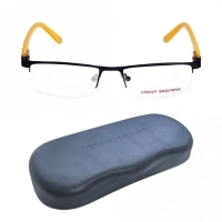 Blue Shield (Zero Power) Computer Glasses: Half Rim Rectangle Blue Metal Small 29364