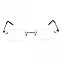 Rimless Metal Rectangle Gun Metal Large Light Fly JUAM01 Eyeglasses