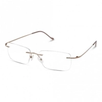 Rimless Stainless Steel Rectangle Brown Large Light Fly LFBM49 Eyeglasses