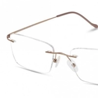 Rimless Stainless Steel Rectangle Brown Large Light Fly LFBM49 Eyeglasses