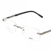 Blue Shield (Zero Power) Computer Glasses: Rimless Rectangle Gun Metal Metal Large LFCM80 