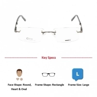 Blue Shield (Zero Power) Computer Glasses: Rimless Rectangle Gun Metal Metal Large LFCM80 