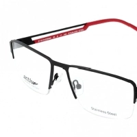 Blue Shield (Zero Power) Computer Glasses: Half Rim Rectangle Black Metal Large ACCM05 