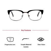 Full Rim Acetate Rectangle Black Medium In Style ISH49 Eyeglasses