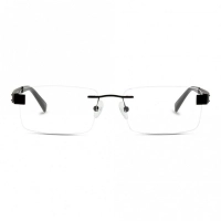 Rimless Stainless Steel Rectangle Black Large Light Fly JUAM26 Eyeglasses