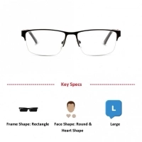 Half Rim Stainless Steel Rectangle Black Large Miki Ninn MNCM32 Eyeglasses