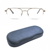 Half Rim Stainless Steel Rectangle Brown Medium DbyD DYH01 Eyeglasses