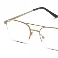 Half Rim Stainless Steel Rectangle Brown Medium DbyD DYH01 Eyeglasses