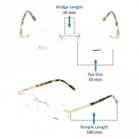 Blue Shield (Zero Power) Computer Glasses: Rimless Rectangle Gold Metal Large LFCM81 