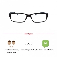 Black Rectangle (+3.0 Power) Polycarbonate Unisex Medium HFDM01BL Reading Glasses