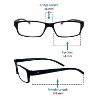 Black Rectangle (+3.0 Power) Polycarbonate Unisex Medium HFDM01BL Reading Glasses