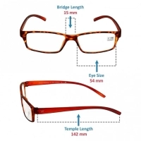 Brown Rectangle (+1.50 Power) Polycarbonate Unisex Medium HFDM01NN Reading Glasses