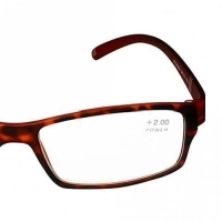Brown Rectangle (+2.0 Power) Polycarbonate Unisex Medium HFDM01NN Reading Glasses