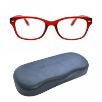 Blue Shield (+1.50 Power) Computer Glasses: Full Rim Rectangle Red Polycarbonate Women Medium HFCU08RD