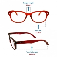 Blue Shield (+2.50 Power) Computer Glasses: Full Rim Rectangle Red Polycarbonate Women Medium HFCU08RD