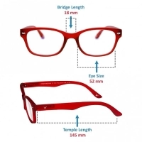 Blue Shield (+3.0 Power) Computer Glasses: Full Rim Rectangle Red Polycarbonate Women Medium HFCU08RD