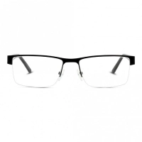 Half Rim Stainless Steel Rectangle Black Large 5th Avenue FACM34 Eyeglasses