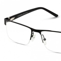 Half Rim Stainless Steel Rectangle Black Large 5th Avenue FACM34 Eyeglasses