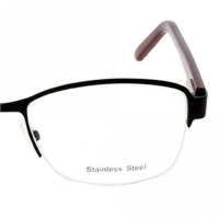 Half Rim Stainless Steel Rectangle Black Medium DbyD DBEF01 Eyeglasses
