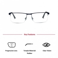 Half Rim Stainless Steel Rectangle Blue Large Activ ACDM08 Eyeglasses