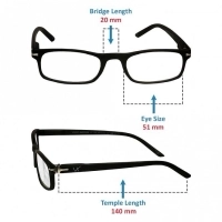 Black Rectangle (+1.0 Power) Polycarbonate Unisex Medium HFDU02BL Reading Glasses