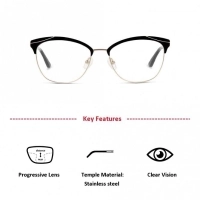 Full Rim Stainless Steel Almond Black Medium Sensaya SYFF04 Eyeglasses