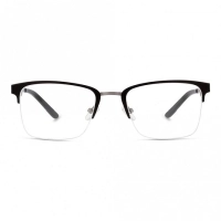 Half Rim Aluminium Rectangle Black Medium Julius JUFM03 Eyeglasses