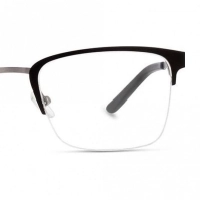 Half Rim Aluminium Rectangle Black Medium Julius JUFM03 Eyeglasses
