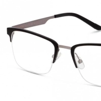 Half Rim Aluminium Rectangle Black Medium Julius JUFM03 Eyeglasses