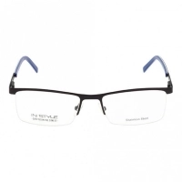 Half Rim Stainless Steel Rectangle Blue Large In Style ISFM11 Eyeglasses
