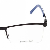 Half Rim Stainless Steel Rectangle Blue Large In Style ISFM11 Eyeglasses