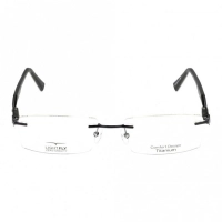 Rimless Metal Rectangle Black Men Large Light Fly LFAM25 Eyeglasses