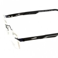 Rimless Metal Rectangle Black Men Large Light Fly LFAM25 Eyeglasses