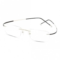 Rimless Metal Rectangle Silver Men Small Light Fly LFDM38 Eyeglasses